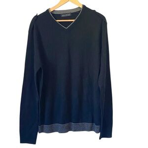 Kenneth Cole Unlisted wool blend Black Gray V neck Sweater size XL